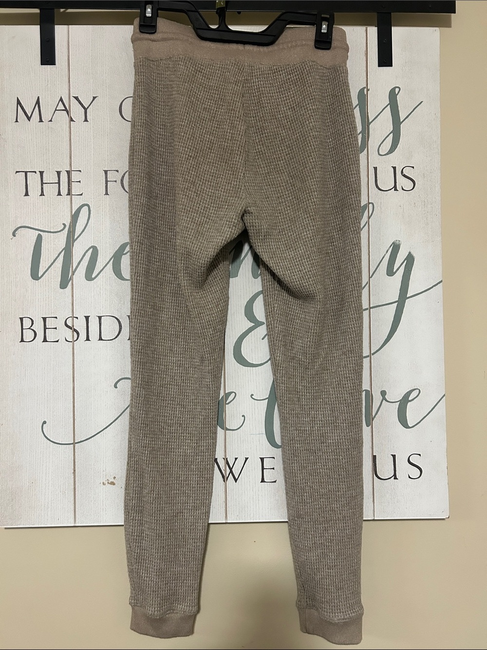 LC Lauren Conrad Waffle Knit Drawstring Joggers - Taupe, size small - Picture 4 of 5